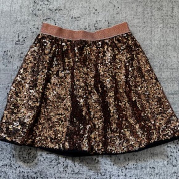 🧡3/15 PatPat Gold Sequin Mini Skirt Girls 6-7 - Picture 4 of 7